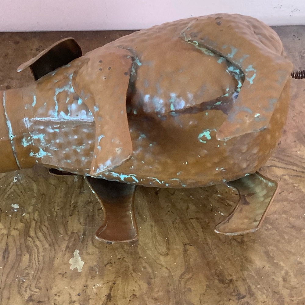 Brown Metal Pig Sculpture Watering Can - Decorative Home Art - Picture 8 of 13